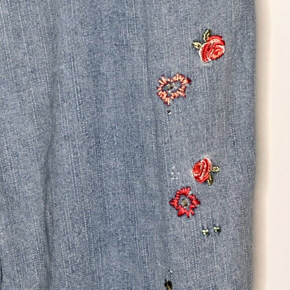 Vintage Boho Embroidered Floral Wide Leg Hight Waist Jeans Womens 14 Cottage - Picture 7 of 14